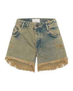 Denim Shorts|ONE TEASPOON Khaki Haze Marlons Low Waist Boyfriend Shorts