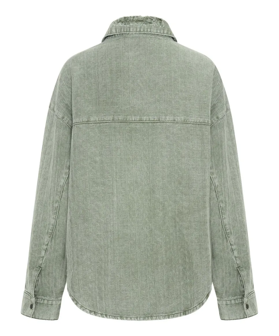 Shirts|ONE TEASPOON Khaki Logo Jacquard Daria Shacket