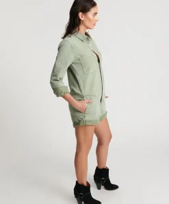 Denim Jumpsuits|ONE TEASPOON Khaki Logo Jacquard Prophecy Jumpsuit