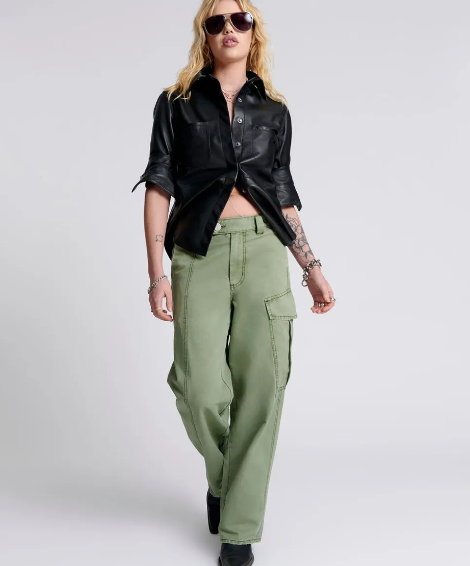 Denim Jeans|ONE TEASPOON Khaki New Fiction Wide Leg Cargo Jeans