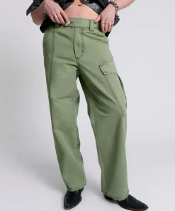 Denim Jeans|ONE TEASPOON Khaki New Fiction Wide Leg Cargo Jeans