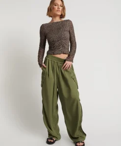 Bottoms|ONE TEASPOON Khaki Tencel Parachute Pants