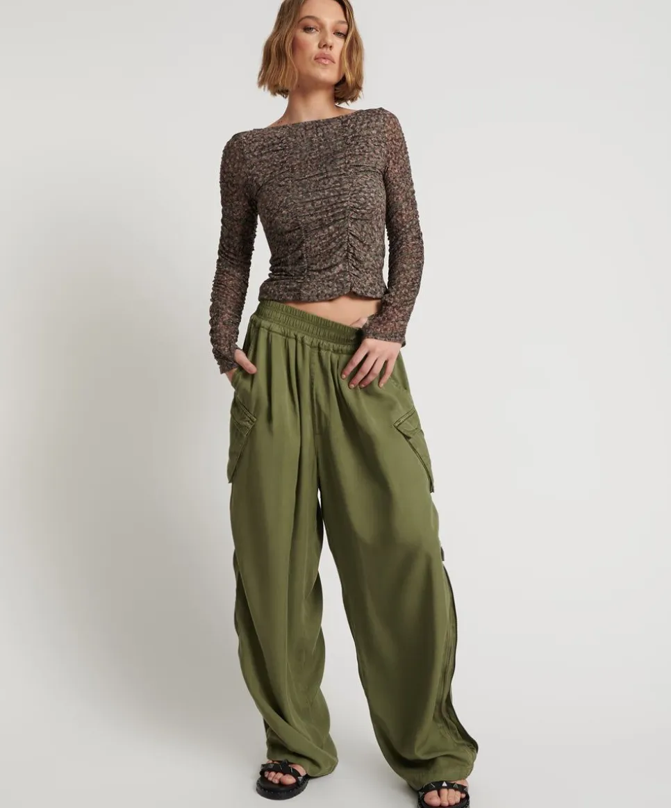 Bottoms|ONE TEASPOON Khaki Tencel Parachute Pants