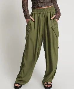 Bottoms|ONE TEASPOON Khaki Tencel Parachute Pants