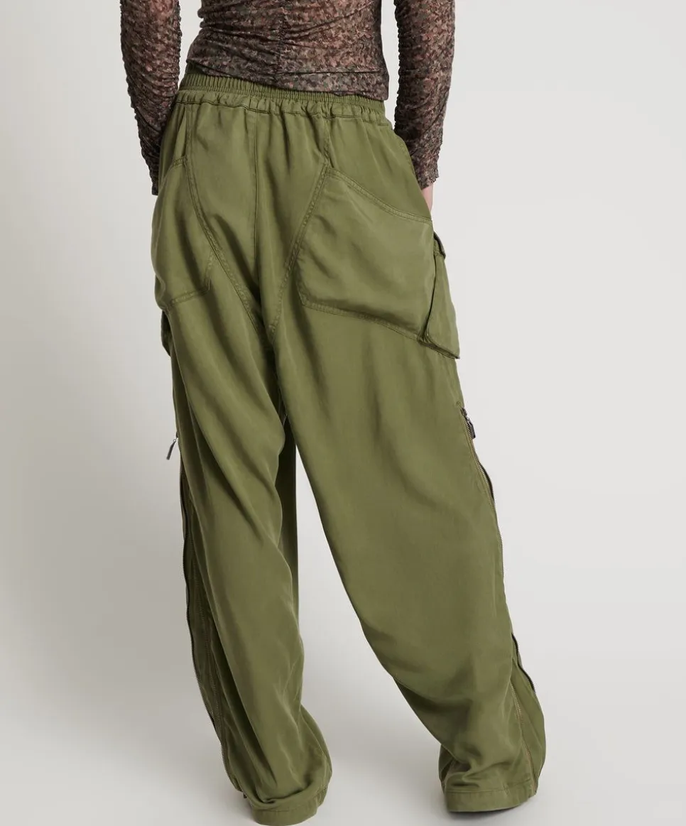 Bottoms|ONE TEASPOON Khaki Tencel Parachute Pants