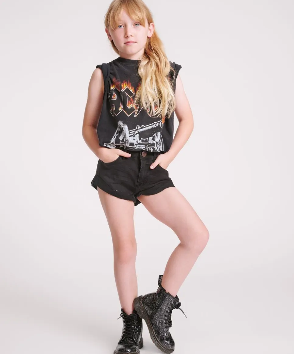 Clothing|ONE TEASPOON Kids Black Punk Bandits High Waist Denim Shorts