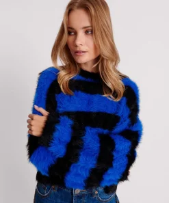 Knitwear|ONE TEASPOON Kruger Stripe Fluffy Crop Knit Sweater