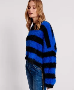 Knitwear|ONE TEASPOON Kruger Stripe Fluffy Crop Knit Sweater