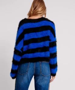 Knitwear|ONE TEASPOON Kruger Stripe Fluffy Crop Knit Sweater