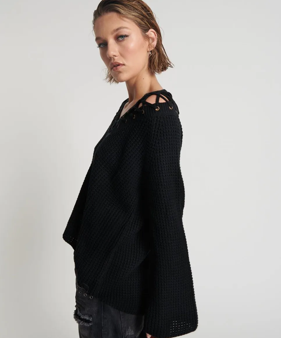 Knitwear|ONE TEASPOON Laced Up Knit Sweater