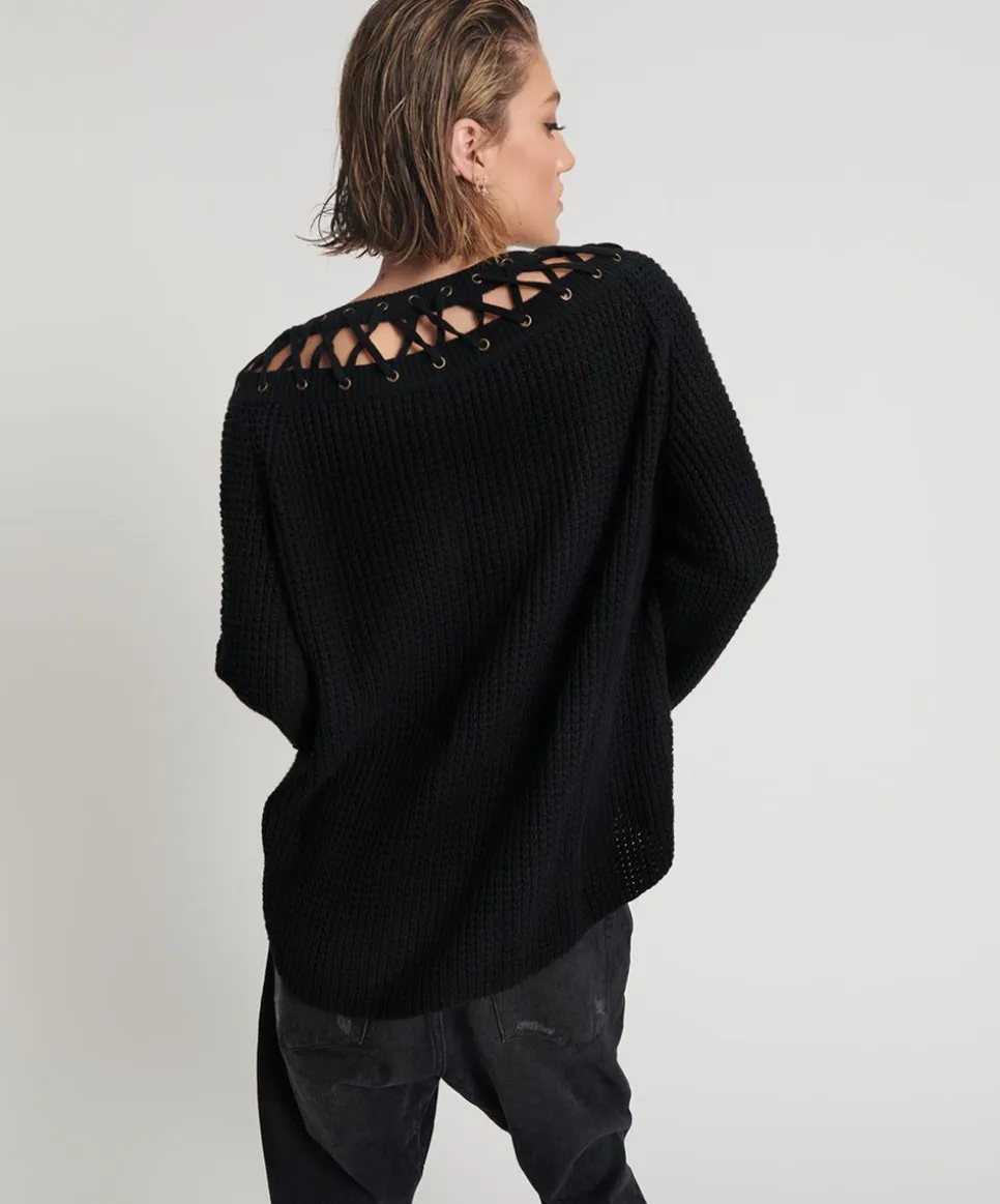 Knitwear|ONE TEASPOON Laced Up Knit Sweater