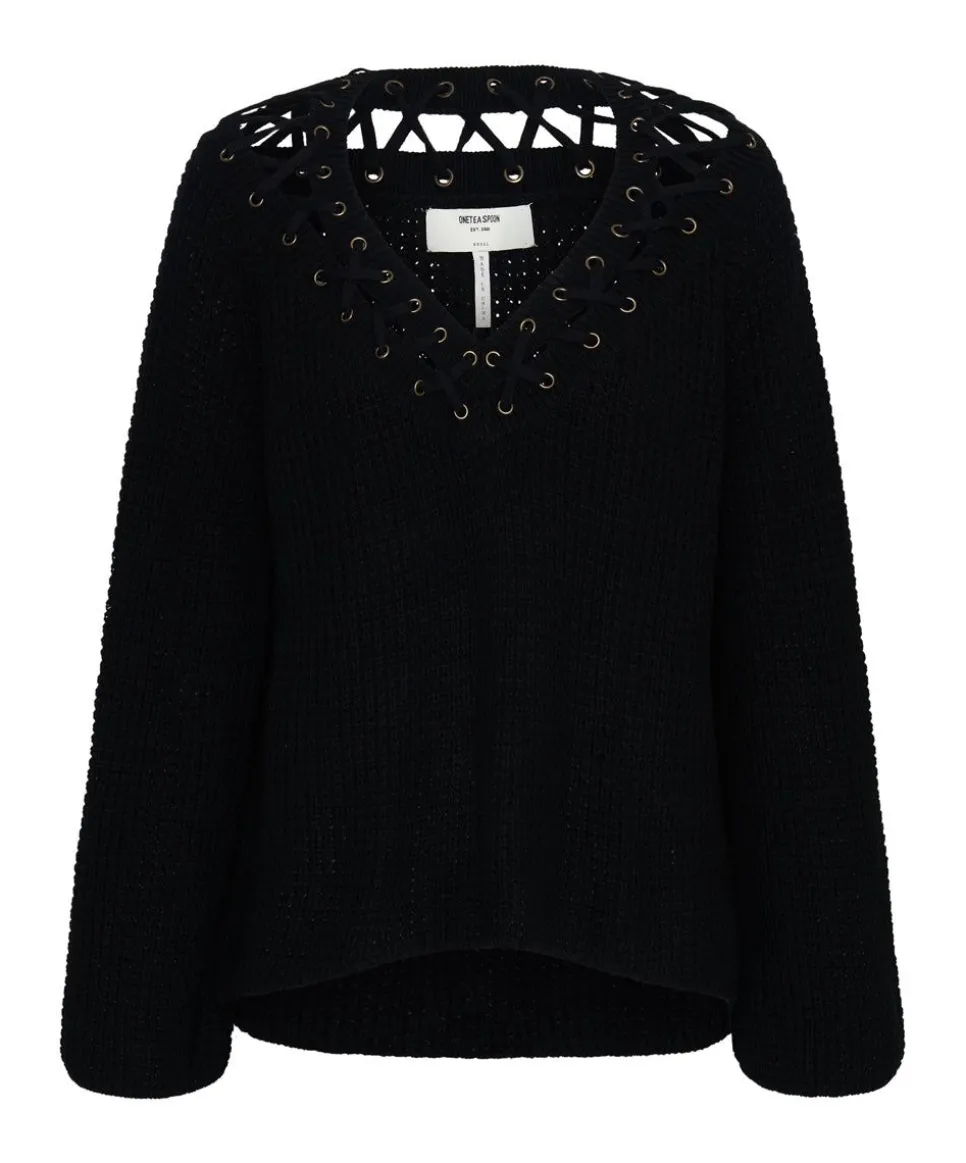 Knitwear|ONE TEASPOON Laced Up Knit Sweater