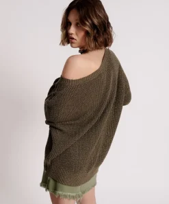 Knitwear|ONE TEASPOON Le Freak Metallic Zipped Knit Sweater