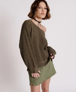 Knitwear|ONE TEASPOON Le Freak Metallic Zipped Knit Sweater