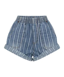 Denim Shorts|ONE TEASPOON Le Stripe Hunters Mid Waist Relaxed Shorts