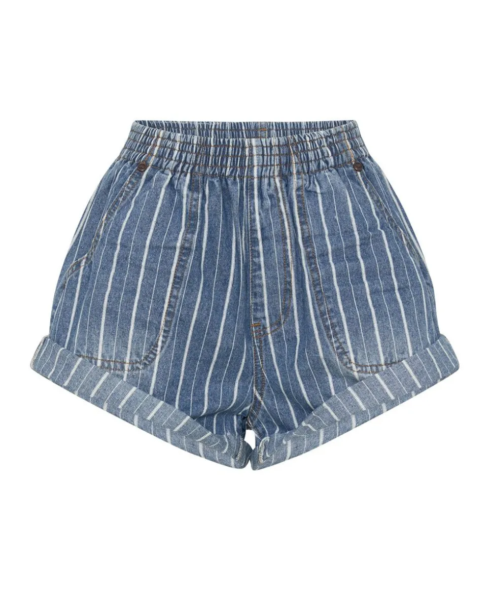 Denim Shorts|ONE TEASPOON Le Stripe Hunters Mid Waist Relaxed Shorts
