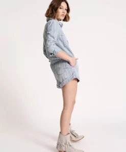 Denim Jumpsuits|ONE TEASPOON Le Stripe Prophecy Jumpsuit