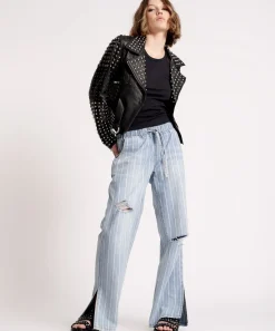 Denim Jeans|ONE TEASPOON Le Stripe Roadhouse Wide Leg Drawstring Jeans