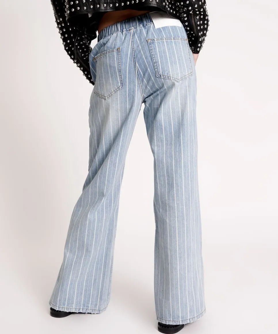 Denim Jeans|ONE TEASPOON Le Stripe Roadhouse Wide Leg Drawstring Jeans