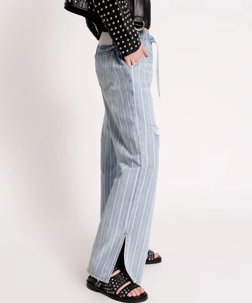 Denim Jeans|ONE TEASPOON Le Stripe Roadhouse Wide Leg Drawstring Jeans