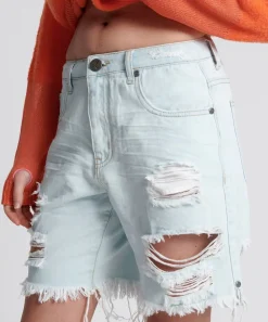 Denim Shorts|ONE TEASPOON Le Surf Jackson Mid Waist Wide Leg Shorts