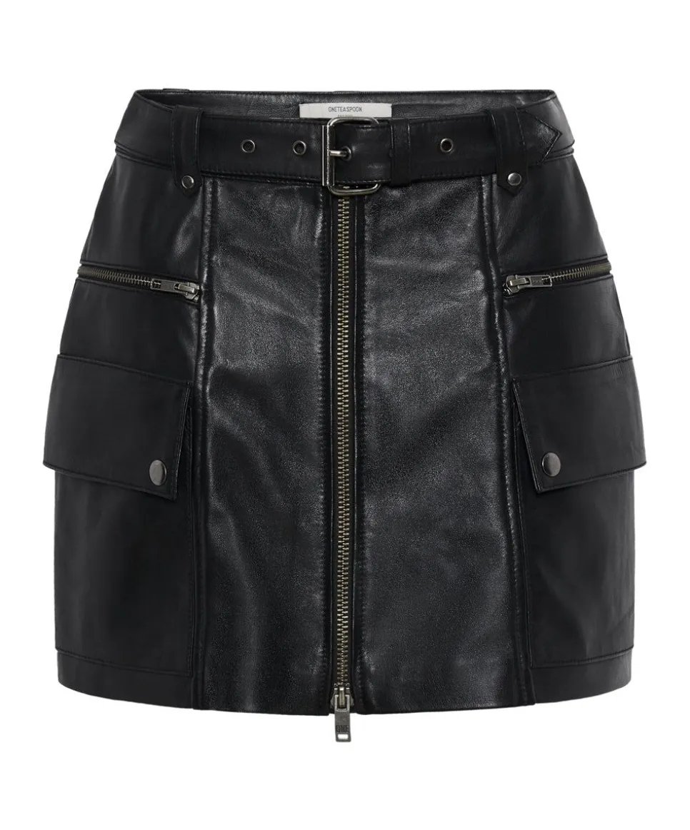 Bottoms|ONE TEASPOON Leather Biker Mini Skirt