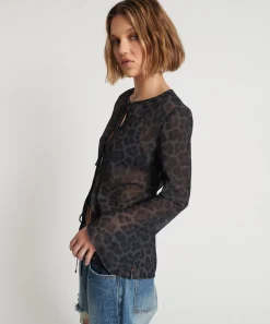 Tops|ONE TEASPOON Leopard Fantasy Chiffon Longsleeve Top