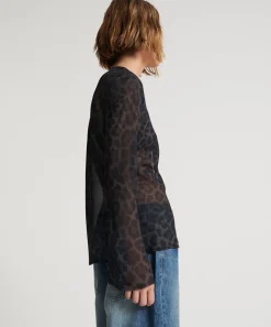 Tops|ONE TEASPOON Leopard Fantasy Chiffon Longsleeve Top
