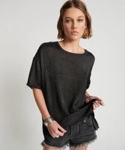 Tops|ONE TEASPOON Leopard Jacquard Satin Tee