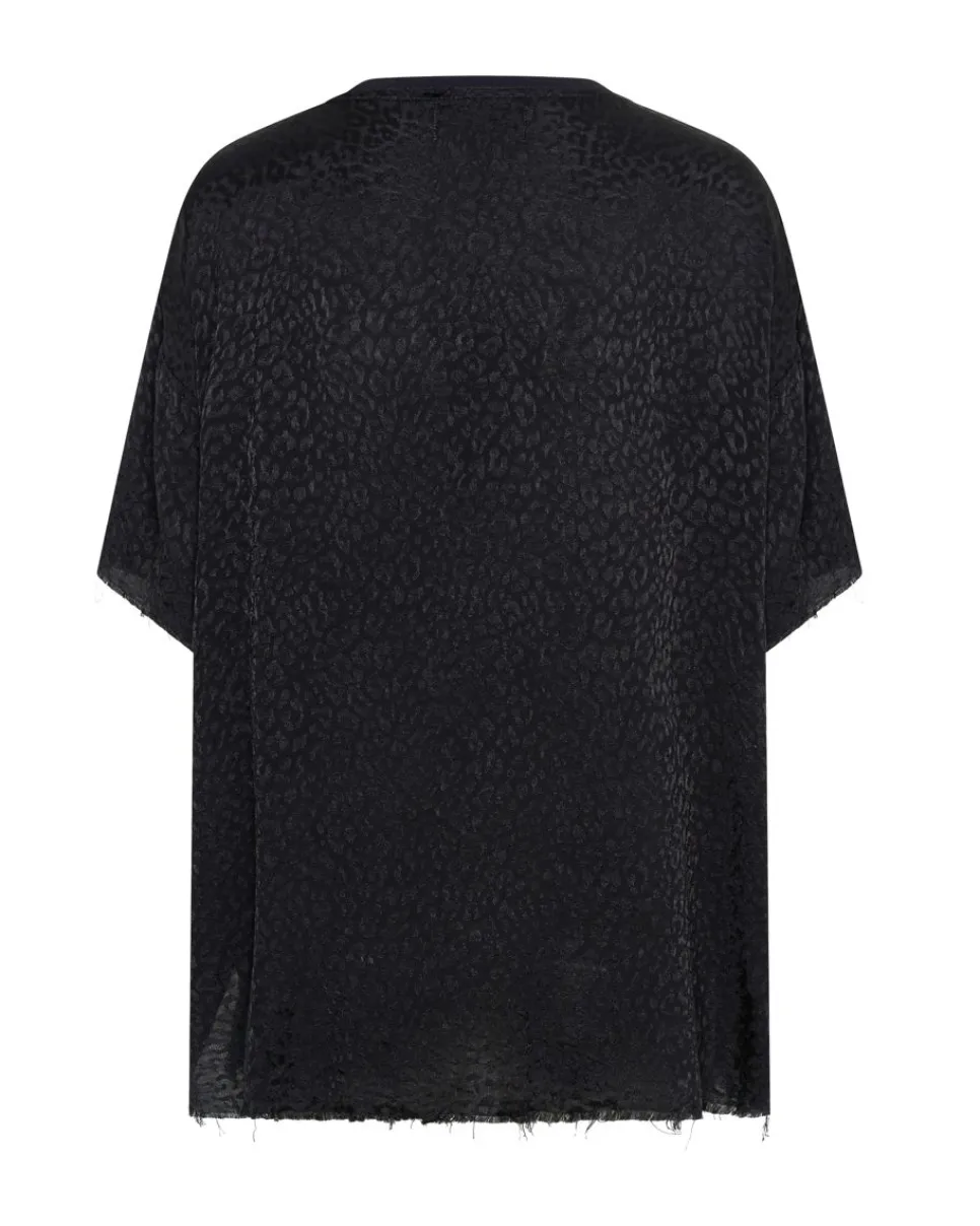 Tops|ONE TEASPOON Leopard Jacquard Satin Tee