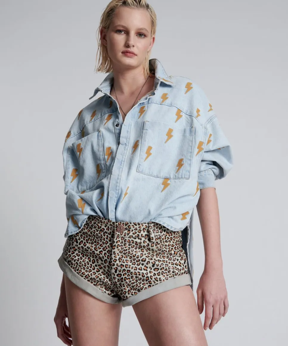 Bottoms|ONE TEASPOON Leopard Print Leather Low Waist Bandits