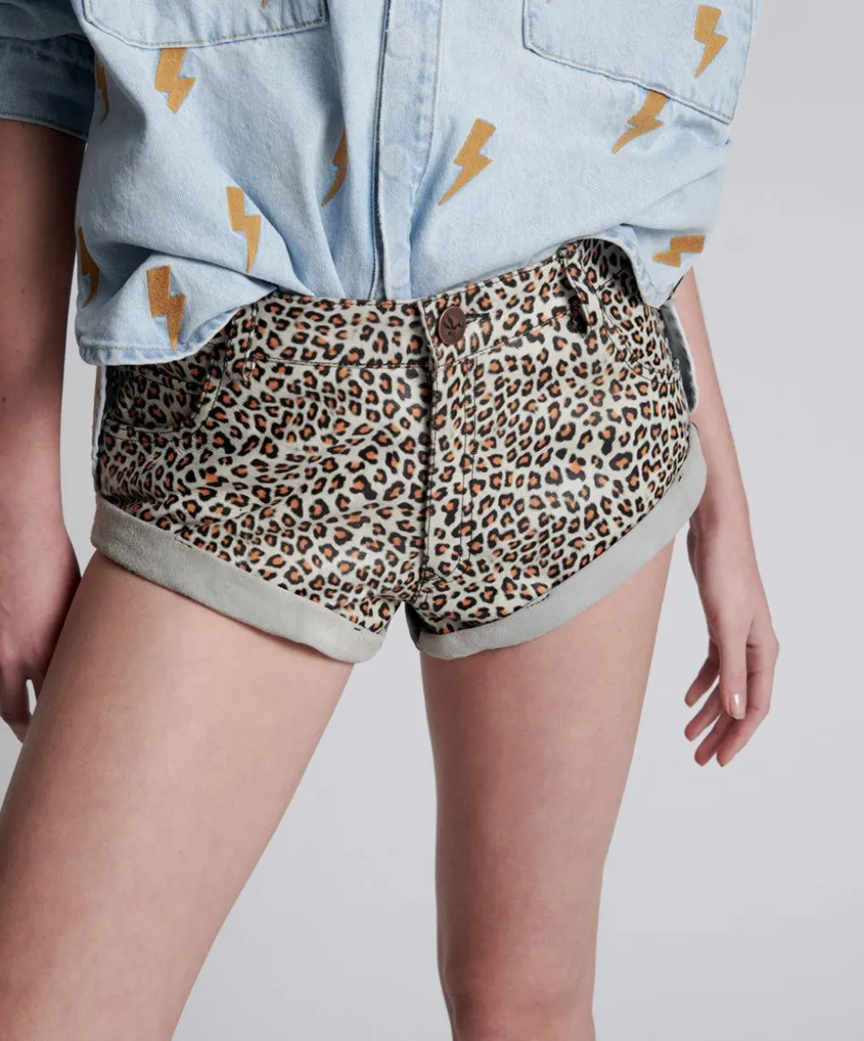 Bottoms|ONE TEASPOON Leopard Print Leather Low Waist Bandits