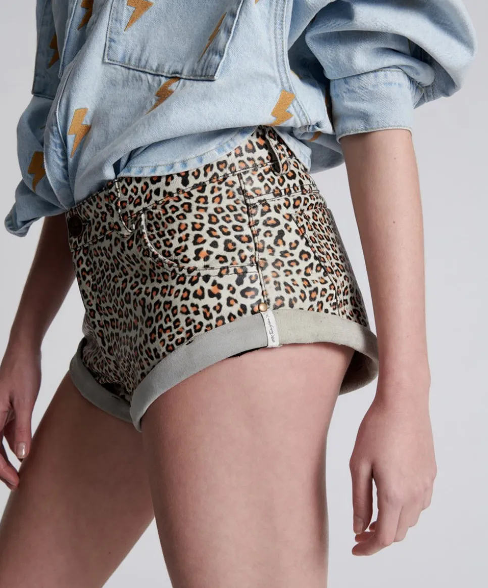 Bottoms|ONE TEASPOON Leopard Print Leather Low Waist Bandits
