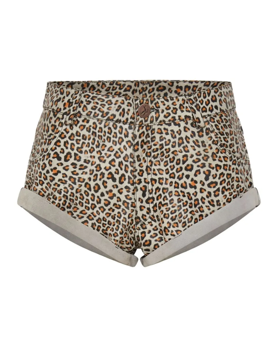 Bottoms|ONE TEASPOON Leopard Print Leather Low Waist Bandits