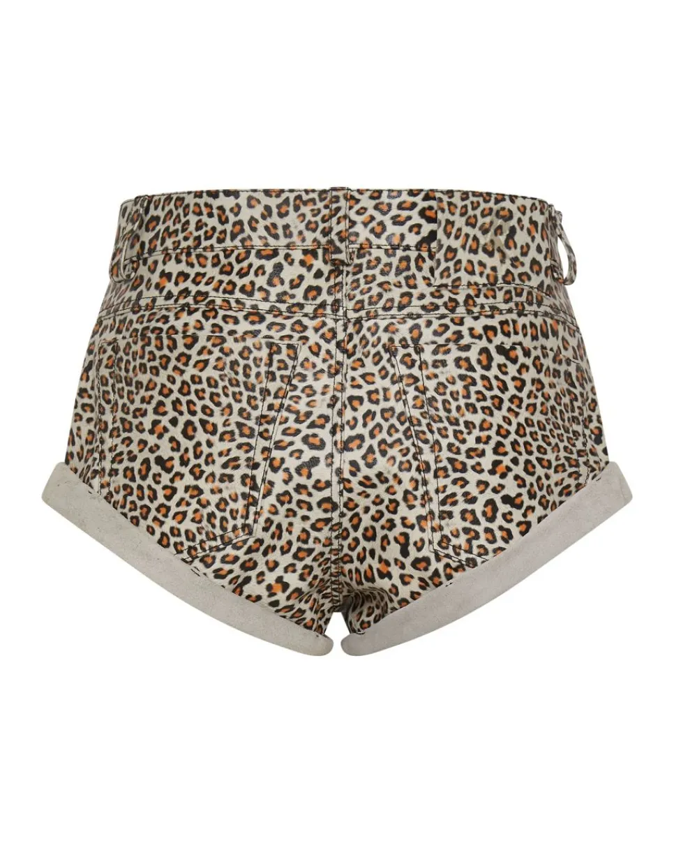 Bottoms|ONE TEASPOON Leopard Print Leather Low Waist Bandits