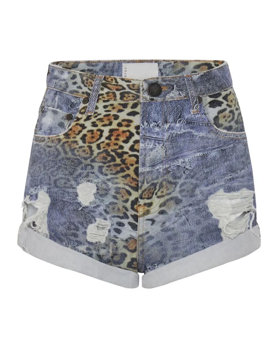 Denim Shorts|ONE TEASPOON Leoparty Bandits High Waist Denim Shorts