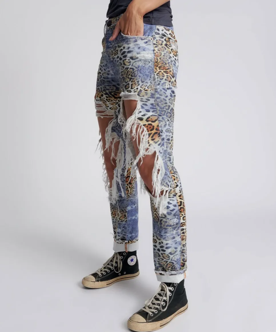 Denim Jeans|ONE TEASPOON Leoparty Truckers Mid Rise Straight Leg Jeans