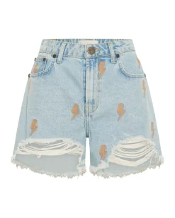 Denim Shorts|ONE TEASPOON Lightning Bolt Legend High Waist Mom Fit Shorts