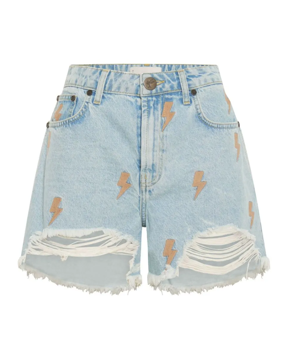 Denim Shorts|ONE TEASPOON Lightning Bolt Legend High Waist Mom Fit Shorts