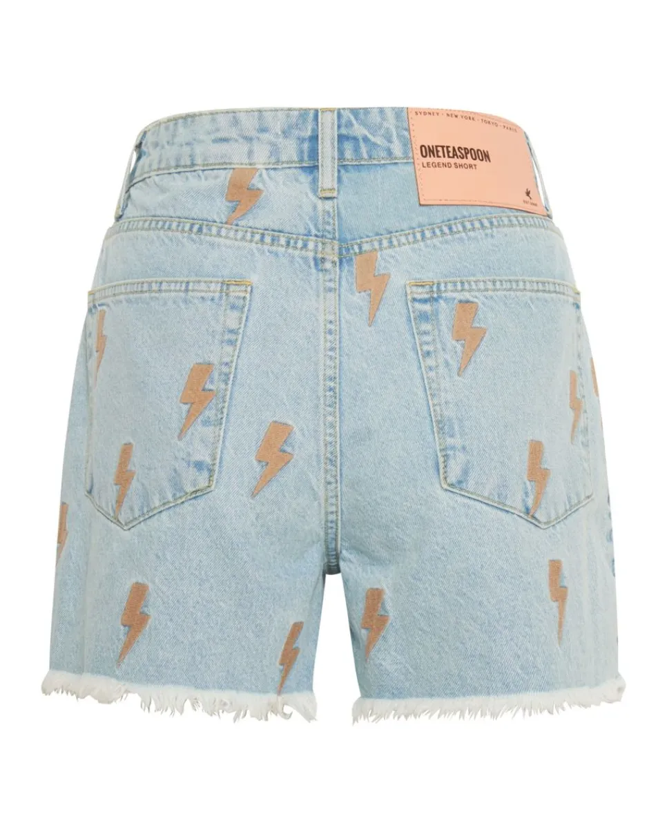 Denim Shorts|ONE TEASPOON Lightning Bolt Legend High Waist Mom Fit Shorts