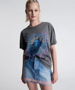 Denim Skirts|ONE TEASPOON Linear Blue 2020 Mini High Waist Denim Skirt