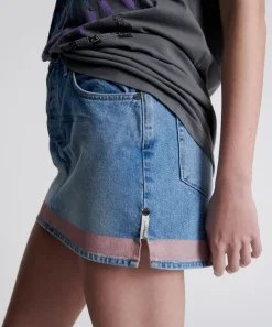 Denim Skirts|ONE TEASPOON Linear Blue 2020 Mini High Waist Denim Skirt