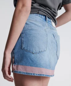 Denim Skirts|ONE TEASPOON Linear Blue 2020 Mini High Waist Denim Skirt