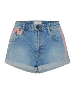 Denim Shorts|ONE TEASPOON Linear Blue Bandits Mid Waist Denim Shorts