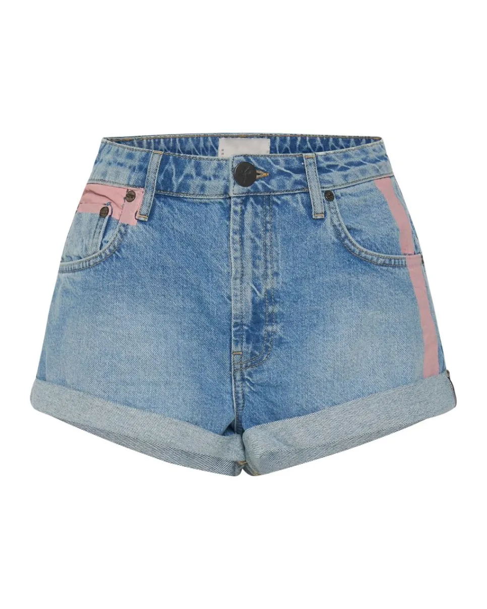Denim Shorts|ONE TEASPOON Linear Blue Bandits Mid Waist Denim Shorts