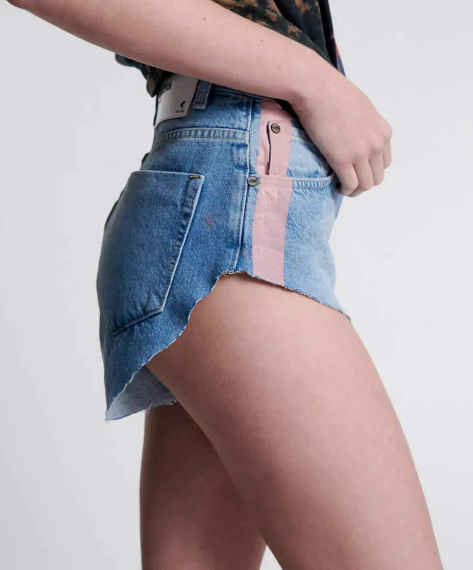 Denim Shorts|ONE TEASPOON Linear Blue The One Fitted Cheeky Denim Shorts