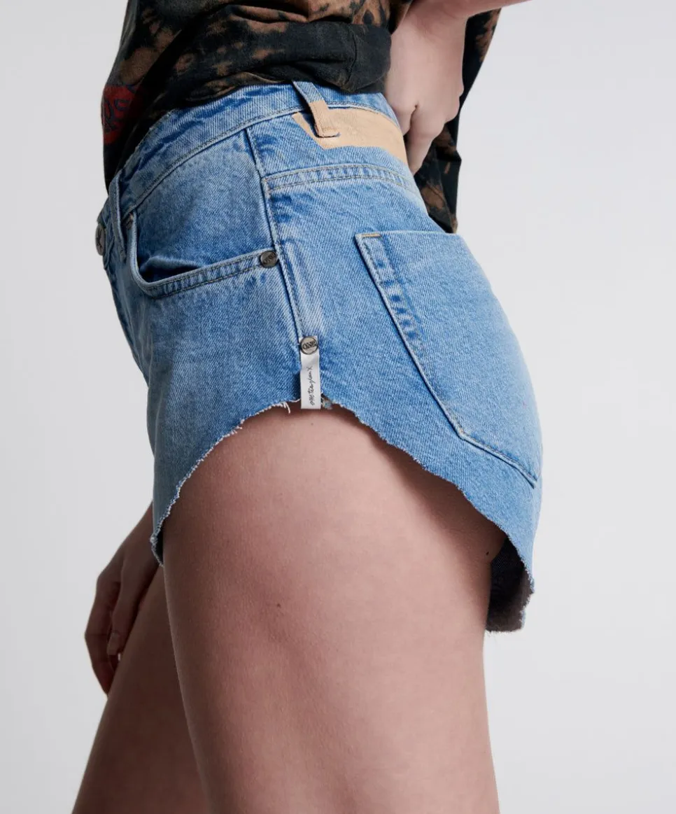 Denim Shorts|ONE TEASPOON Linear Blue The One Fitted Cheeky Denim Shorts