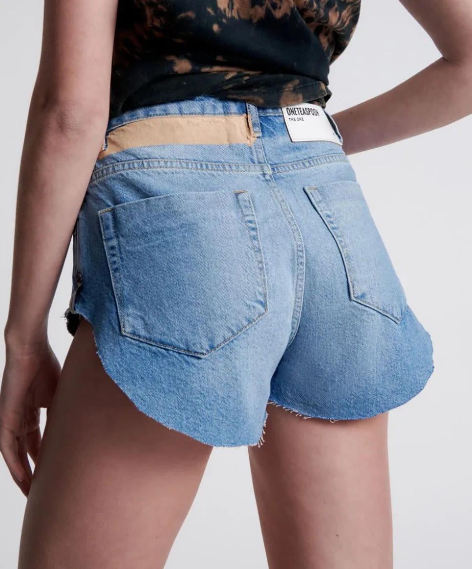 Denim Shorts|ONE TEASPOON Linear Blue The One Fitted Cheeky Denim Shorts