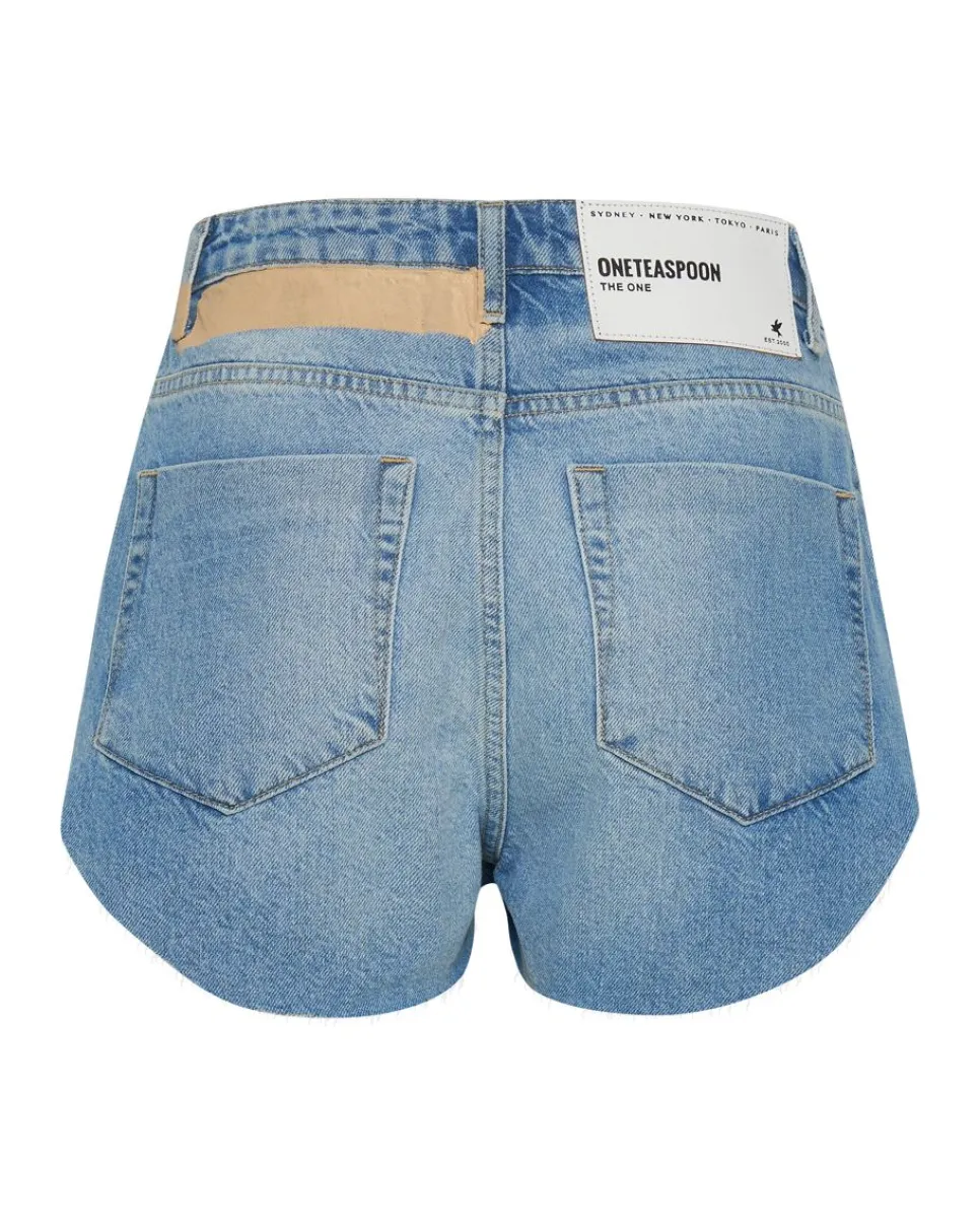 Denim Shorts|ONE TEASPOON Linear Blue The One Fitted Cheeky Denim Shorts