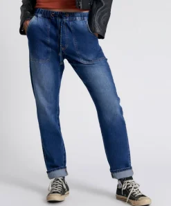 Denim Jeans|ONE TEASPOON Luxe Power Blue Shabbies Drawstring Boyfriend Jeans